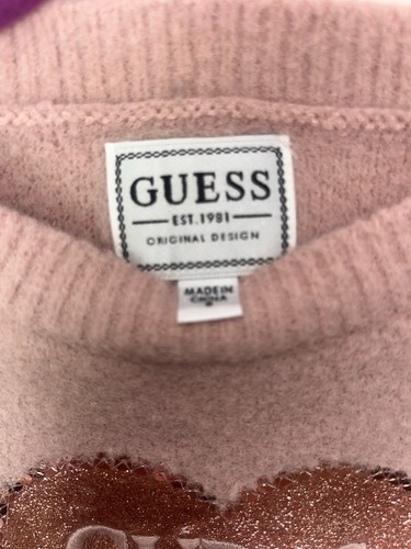 Guess Pouf Pink Girls Sweater Size 5 - Picture 3 of 9