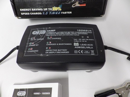 HC Cargo 12v 3a Battery Charger Optimiser Car Van Motorbike Caravan - Picture 2 of 4
