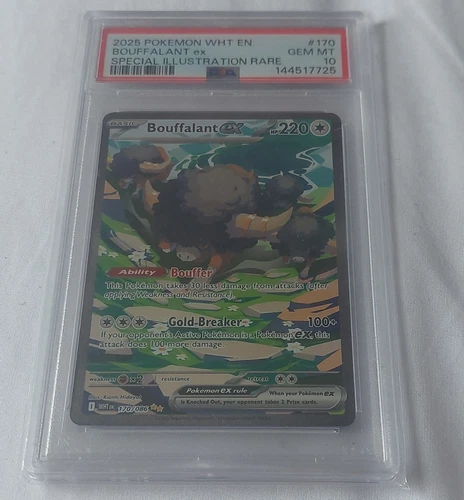 2025 Pokémon TCG Bouffalant ex 170/086 White Flare SIR Holo PSA 10 Auto