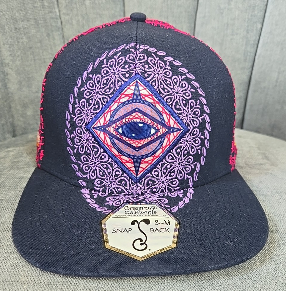Multicolor Eye Design Adjustable Snapback Hat Cap