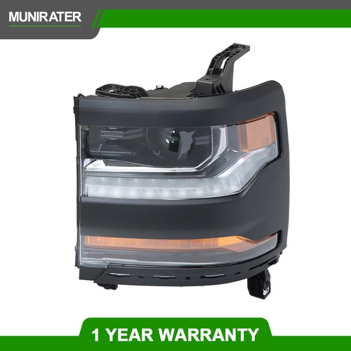 Driver LH Side Headlight HID/Xenon DRL Black For Chevy Silverado 1500 2016-2018 - Picture 1 of 12