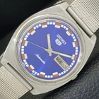 VINTAGE SEIKO 5 AUTOMATIC 7006A JAPAN MENS BLUE COLOR DIAL WATCH a701636-1