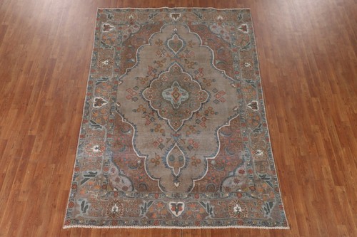 Distressed Braun Vorleger 6x9 Traditionell Blumen Handarbeit Wollteppich Vintage - Bild 16 von 21