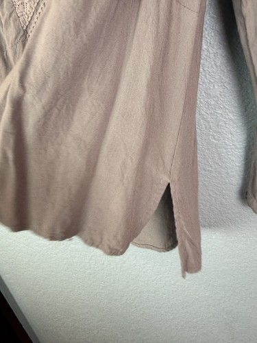 Spense Blouse Womens Medium Gray Long Sleeve Boho Tunic Embroidered Lace Top - Picture 5 of 11