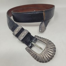 Douglas Magnus Santa Fe Sterling Silver Ranger Belt Genuine Lizard USA 36 Mens