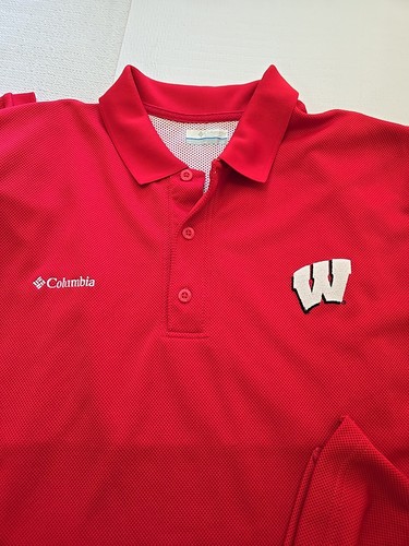 Columbia Wisconsin Badgers Polo ROT Shirt Herren Large Performance Angelausrüstung - Bild 15 von 24
