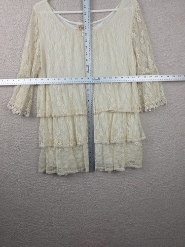 Vintage Lady Noiz Dress Womens Large Off White Fairy Lace Romantic Goth Shift - Picture 13 of 14