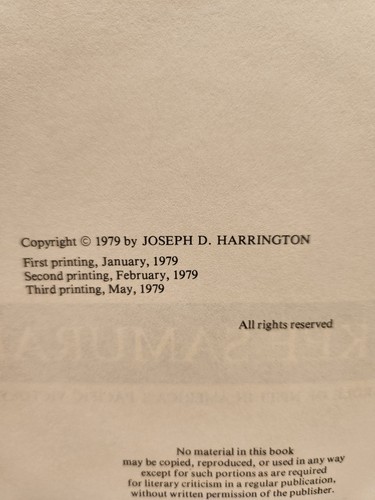 Yankee Samurai SIGNED Joseph D Harrington 1979 HCDJ WWII 3rd Print Free Shipping - Picture 7 of 7