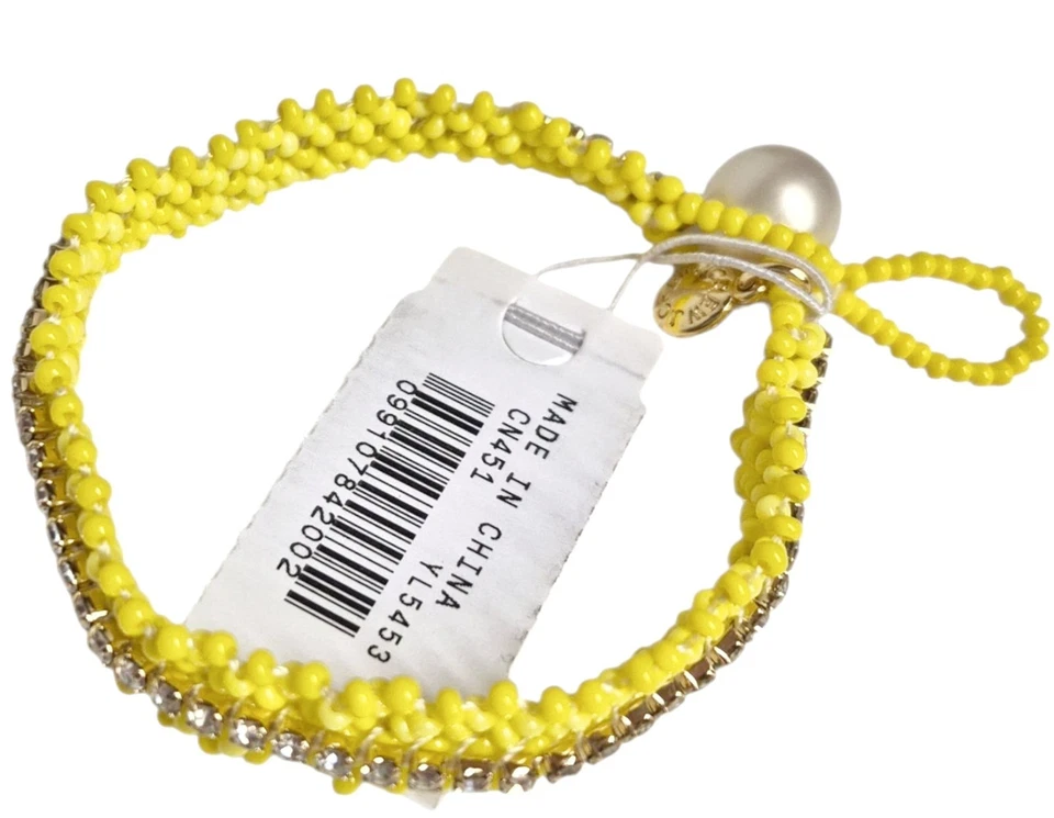 Pulsera J.Crew perlas de imitación con cuentas amarillo limón helado circonita cúbica CN451 nueva Foto 4 de 4