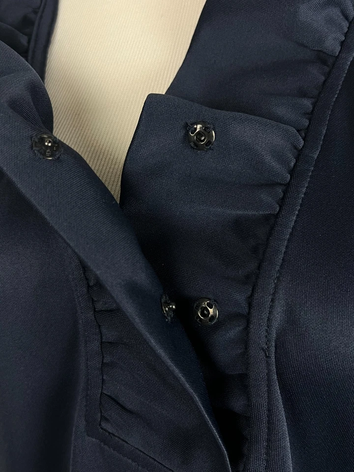 GRETCHEN SCOTT 3/4sl 'Jersey Ruffneck Dress in Navy' (Above Knee) - XS - Image 3 of 4