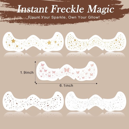 Face Glitter Freckles Makeup Patches - 10 Count Cute Sparkling Fake Freckles ... - Picture 2 of 9
