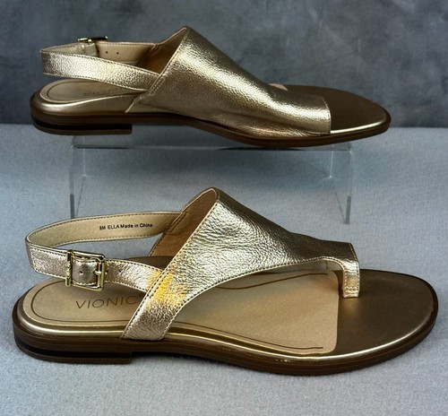 Vionic Damen Gold Ella Fersenriemen Leder Sandale Gr. 8 M (S2127)