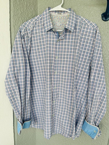 Bugatachi flip Cuff multicolored box Pattern shirt size large - Picture 4 of 10