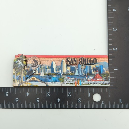 San Diego Souvenir Magnet 3D Holz Ausschnitt Skyline Strandszene Kalifornien - Bild 5 von 8