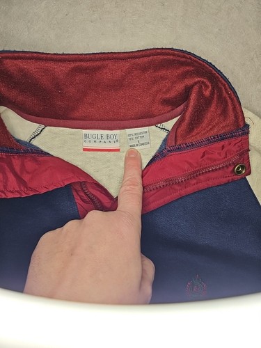 Bugle Boy 1/4 Zip Up Fleece Jacket Men’s Size L Y2K Red White Blue Long Sleeve - Picture 5 of 9