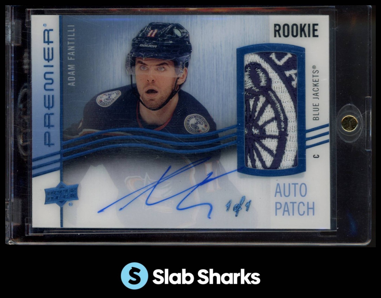 2023 UPPER DECK PREMIER ADAM FANTILLI ACETATE ROOKIE AUTO PATCH PLATINUM RC 1/1