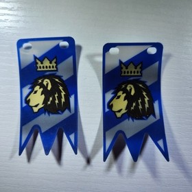 2x Lego Castle Plastic Flags with Lion with Crown Pattern Part bb0158b 8781 8801