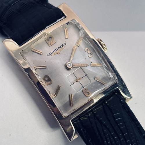 Longines 1950s 14k Gold Hourglass Watch 9LT Manual Wind Vintage Faceted Crystal - Picture 1 of 8