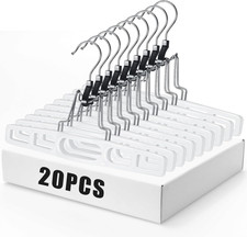 20 Pack Pants Hangers, Thin Space Saving Pant Skirt Hangers Set with Clamp, Heav