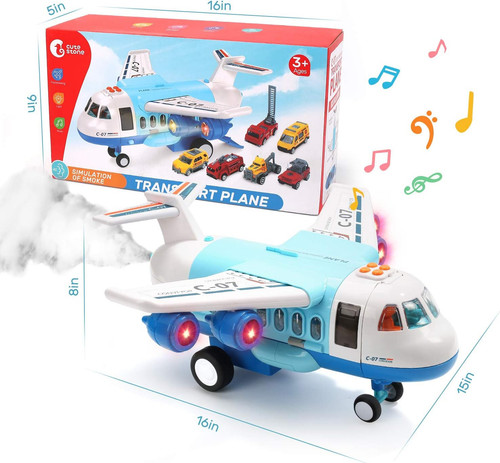 CUTE STONE Toy Airplane Plane with Smoke, Sound and Light, Fricton... - Picture 6 of 6