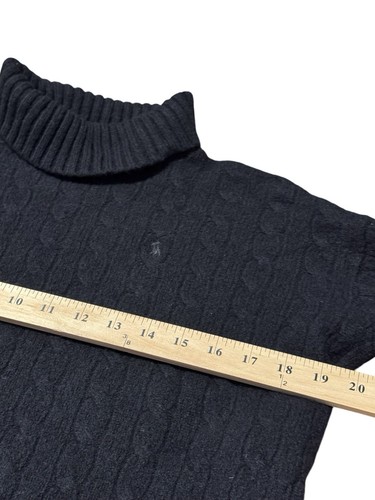 Polo Ralph Lauren Rollkragen Kaschmir Wolle Pullover Damen M schwarz Zopfmuster - Bild 5 von 7