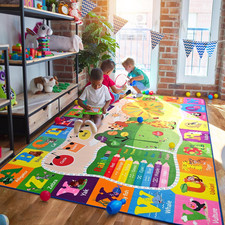 6X9 Playroom Rugs for Kids Washable, Educational and Fun Playmat with ABC Alphab