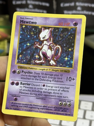 SHADOWLESS Mewtwo 10/102 Base Set 1999 Holo Rare WOTC Pokémon Card TCG - Picture 4 of 10