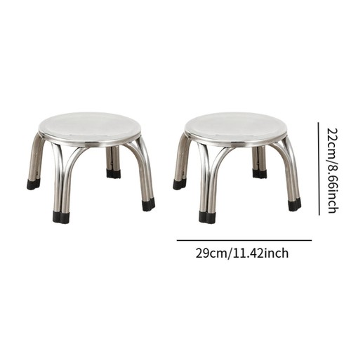 2Pcs Small Round Low Stools Compact Stackable Stools for Balcony Hotel Dorm - Picture 4 of 7