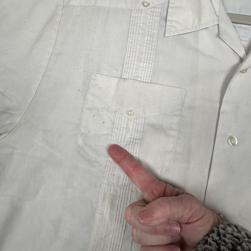 Camicia vintage Hard Rock Cafe Guayabera uomo L grigia Austin Rockabilly ricamata - Foto 6 di 14