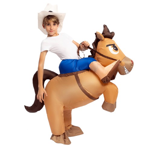 Inflatable Horse Costume Cowboy Riding a Horse Air Blow-up Deluxe Halloween C... - Picture 2 of 9