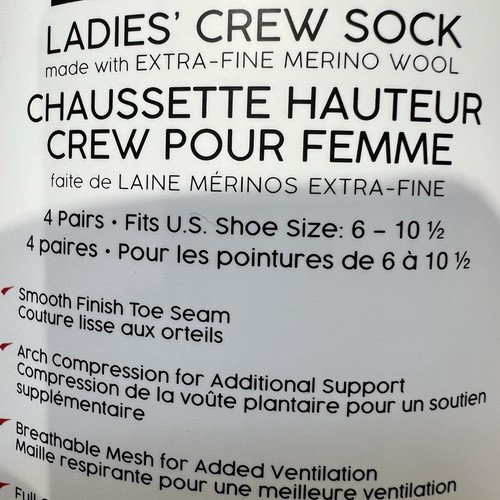 Kirkland Signature graue Crew-Damensocken aus Merinowollmischung 4er-Pack neu - Bild 4 von 4