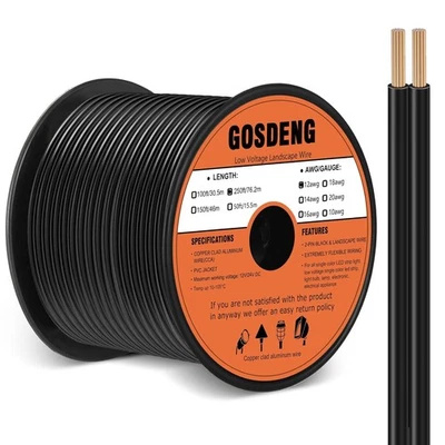 GOSDENG 12/2 Low Voltage Landscape Wire 250FT Outdoor Landscape Lighting Cable 12 Gauge