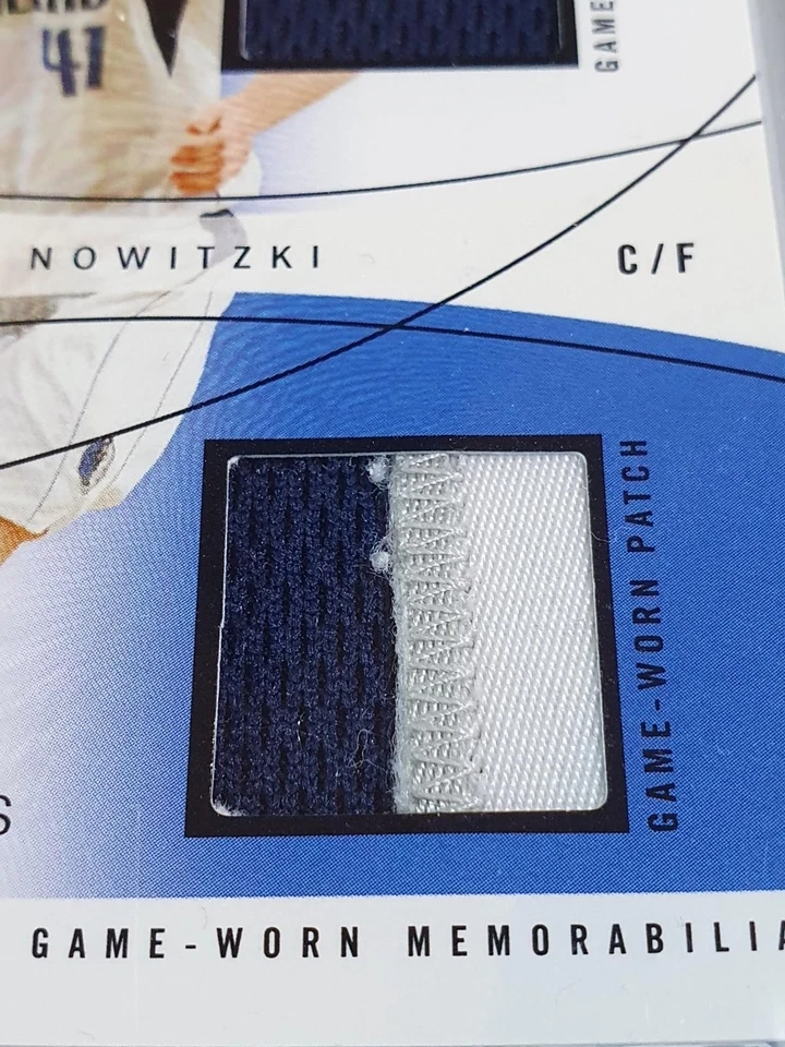 2003 Flair Final Edition Dirk Nowitzki #PATCH /41 Game Worn Dual Jerseys - Rare - Image 3 of 4
