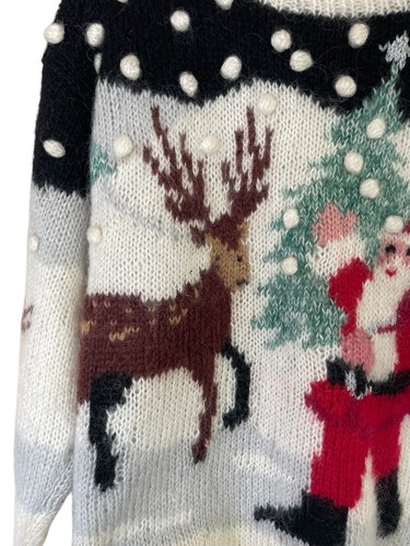 Maglione lana vintage Samantha Taylor mohair Natale donna piccolo pom Babbo Natale - Foto 4 di 14