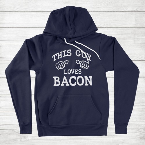 Funny Bacon Hoodie Sweater This Guy Loves Bacon Humour Christmas gift Bacon Love - Picture 5 of 13