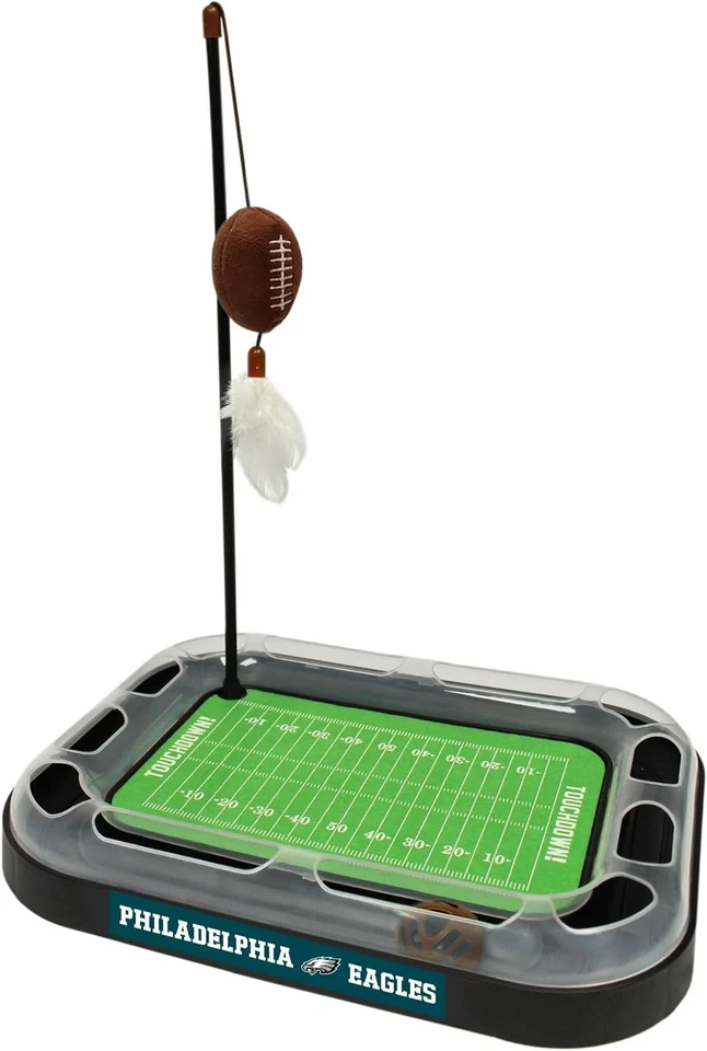 Philadelphia Eagles Cat Scratcher Toy Football Catnip Feather Interactive - Image 3 of 4