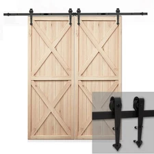 CCJH 4-16FT Heart - Shaped Barn Door Hardware Kit Double Door Black