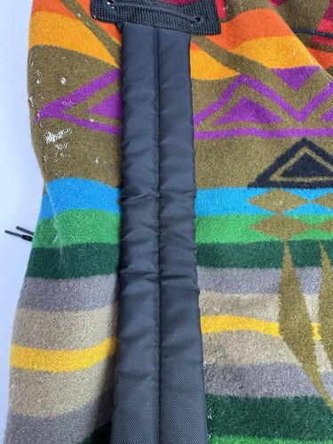 VTG Pendleton Wool Suede Sling Bag Drawstring Cross Body Backpack Colorful - Picture 13 of 24