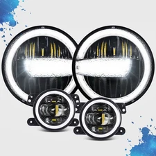 7'' LED Headlight DRL 4'' Fog Light Round Kit for Jeep Wrangler JK 2007-2017