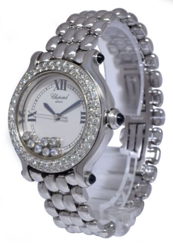 Chopard Happy Sport Diamond Steel Ladies 32mm Quartz Watch 27/8236-23 - Picture 3 of 11