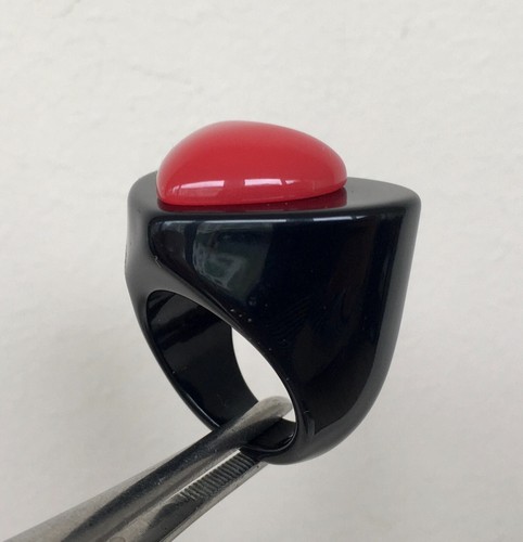 Sommer Herz Ring Größe 7 Plexiglas Acryl Kunststoff Ring 17,5 mm schwarz und rot - Bild 11 von 24