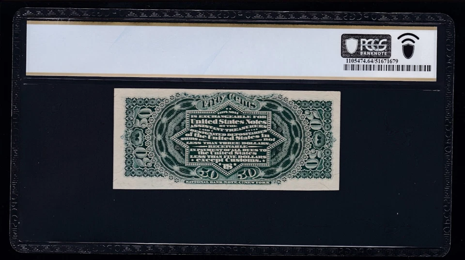 US 50c Lincoln Fractional Currency Note 4th Issue FR 1374 PCGS 64 Ch CU (004) - Image 2 of 2