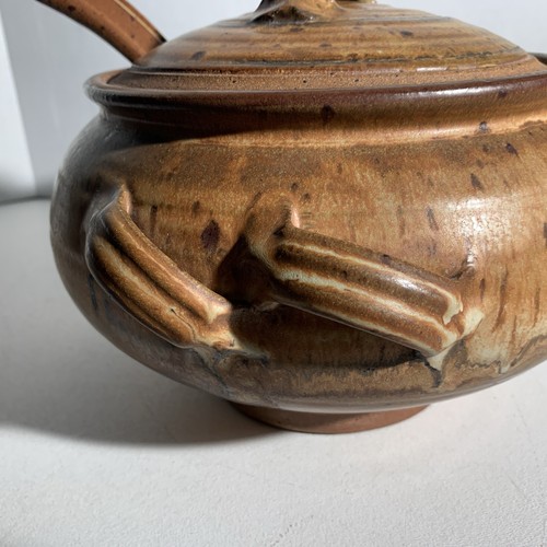 Mid Century Modern Art Pottery Stoneware Casserole Dish Bowl Lid Ladle Spoon - Picture 5 of 21