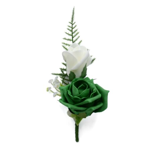Artificial Wedding Flowers Double Foam Rose Buttonhole, Fast & Free Delivery - Picture 14 of 30