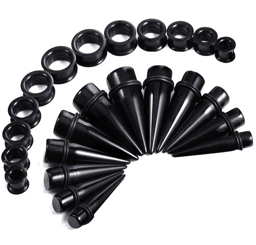 12-24PCS Large Ear Stretching Kit Acrylic Taper Silicone Tunnel Gauges 00G-20mm - Picture 15 of 39