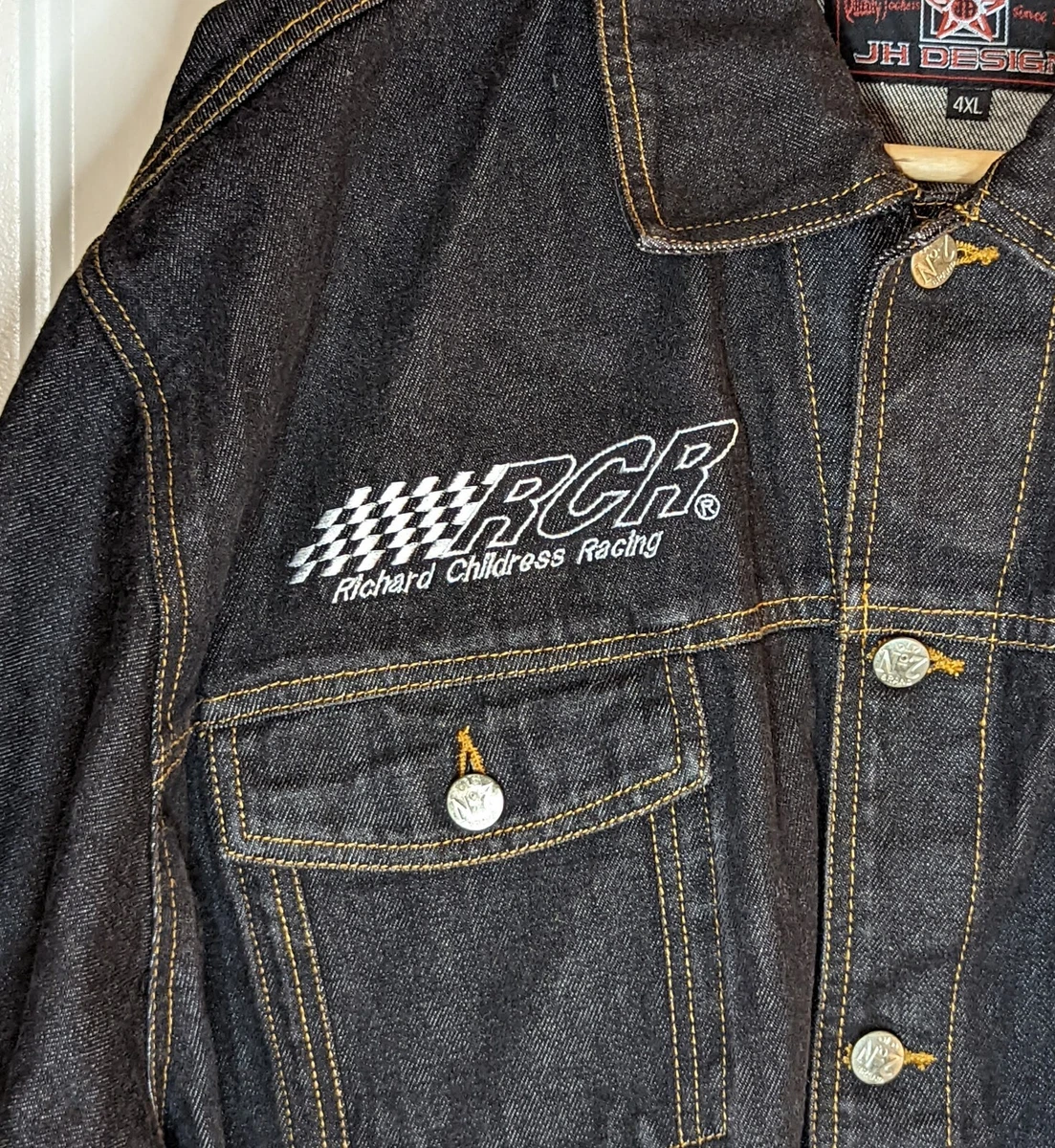 VTG Jack Daniels Nascar Racing JH Design Black Jean Denim Bomber