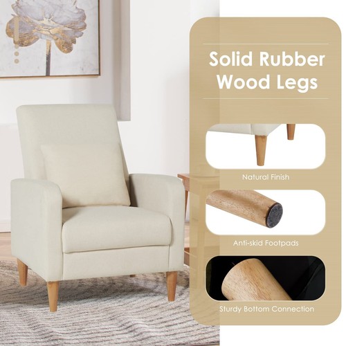 Fabric Accent Living Room Chairs Set of 2 Reading Side Chair Single Sofa - Picture 5 of 14