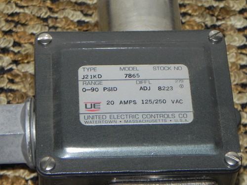 United Electric Differential Pressure Control/Switch J21KD 7865 PSID 0-90 - Picture 4 of 11