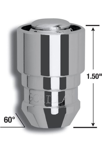 Gorilla Guard Acorn Wheel Locks 14x1.50 Bulge Chrome M14x1.5  61641-2K (2Keys) - Picture 5 of 8
