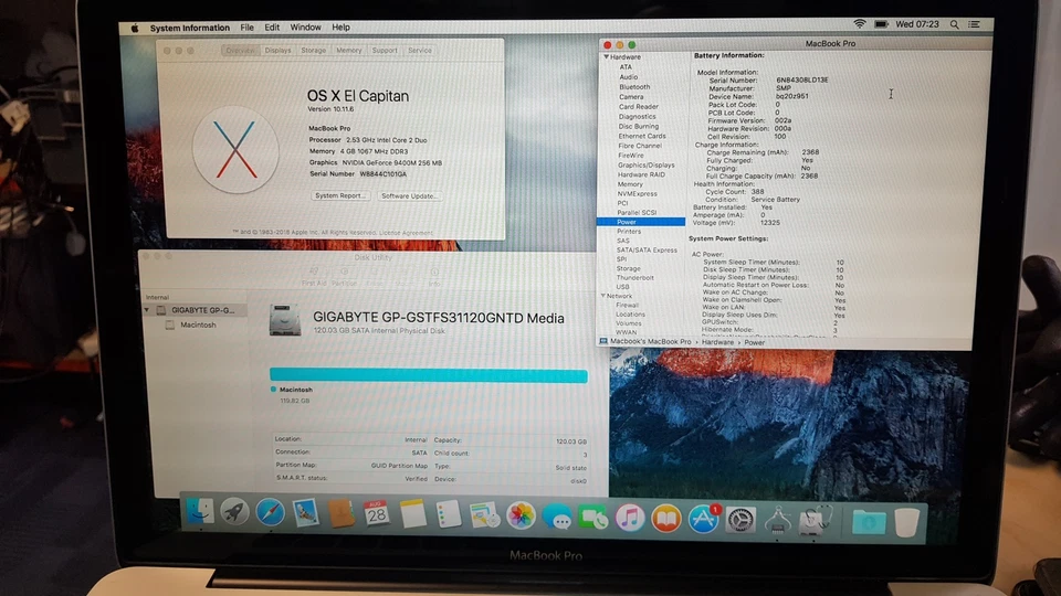 Apple MacBook Pro 15" Laptop 2.53 Ghz Intel Core 2 Duo 4GB 120GB SSD OSX - Image 3 of 4